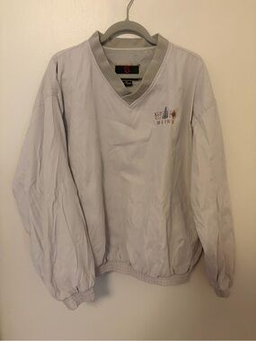 Baru Sports Light Gray V-Neck Pullover Windbreaker with Maine Embroidery